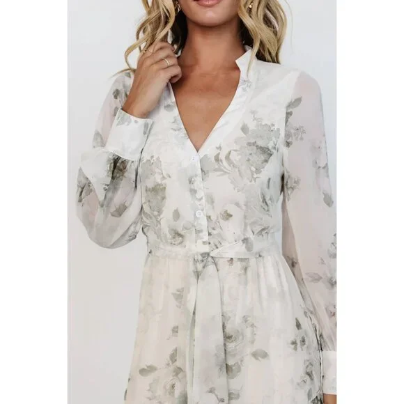 Baltic Born Lizette Maxi Dress in White Green Sage Floral Size S NWOT - Picture 4 of 10